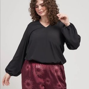 Occasion Stretch Crepe Blouson Top (black)